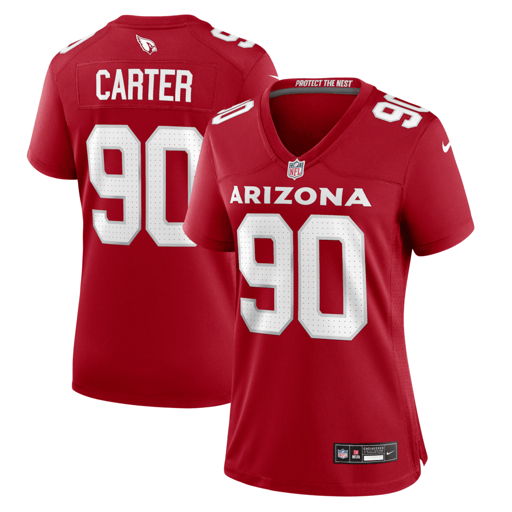 Zach Carter 90 Arizona Cardinals Women's Team Game Jersey - Cardinal