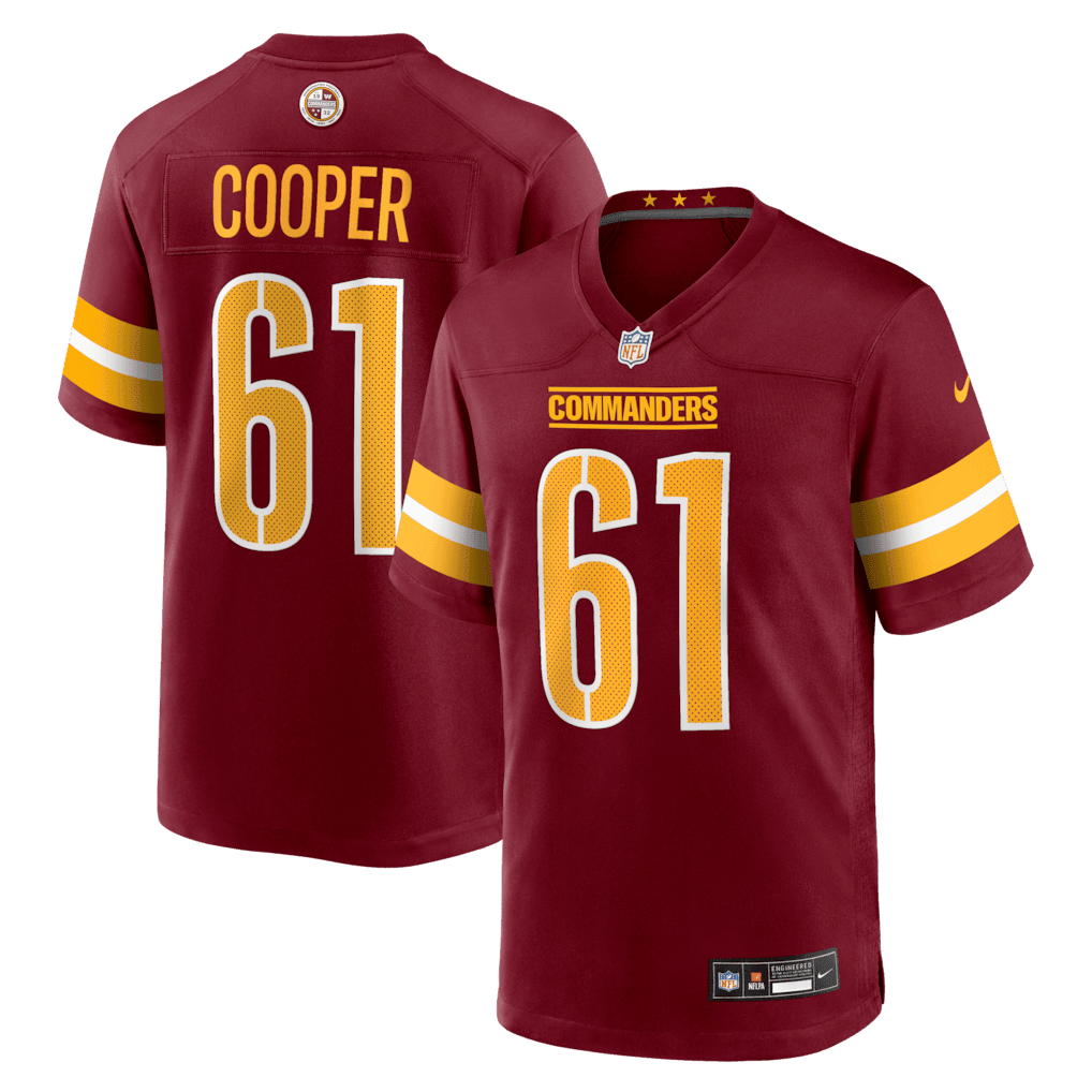 Tyler Cooper 61 Washington Commanders Team Game Men Jersey - Burgundy