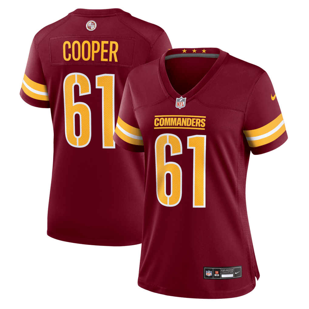 Tyler Cooper 61 Washington Commanders Women's Team Game Jersey - Burgundy