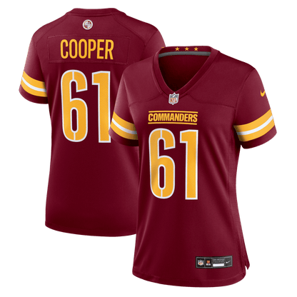 Tyler Cooper 61 Washington Commanders Women's Team Game Jersey - Burgundy