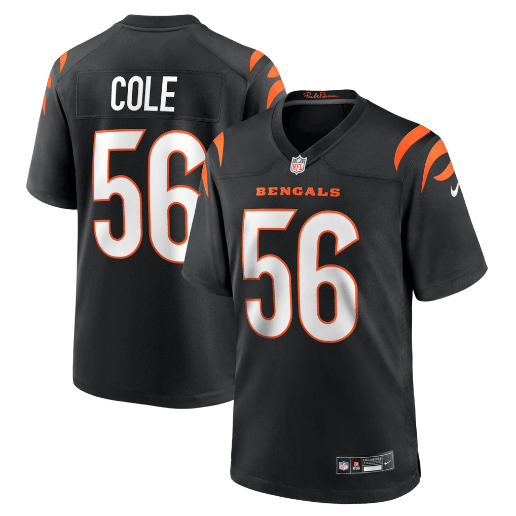 Myles Cole 56 Cincinnati Bengals Team Game Men Jersey - Black