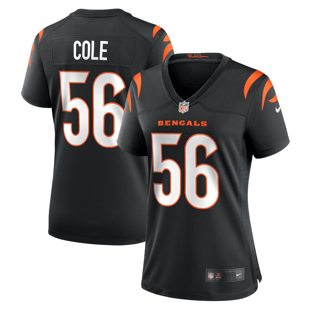 Myles Cole 56 Cincinnati Bengals Women's Team Game Jersey - Black