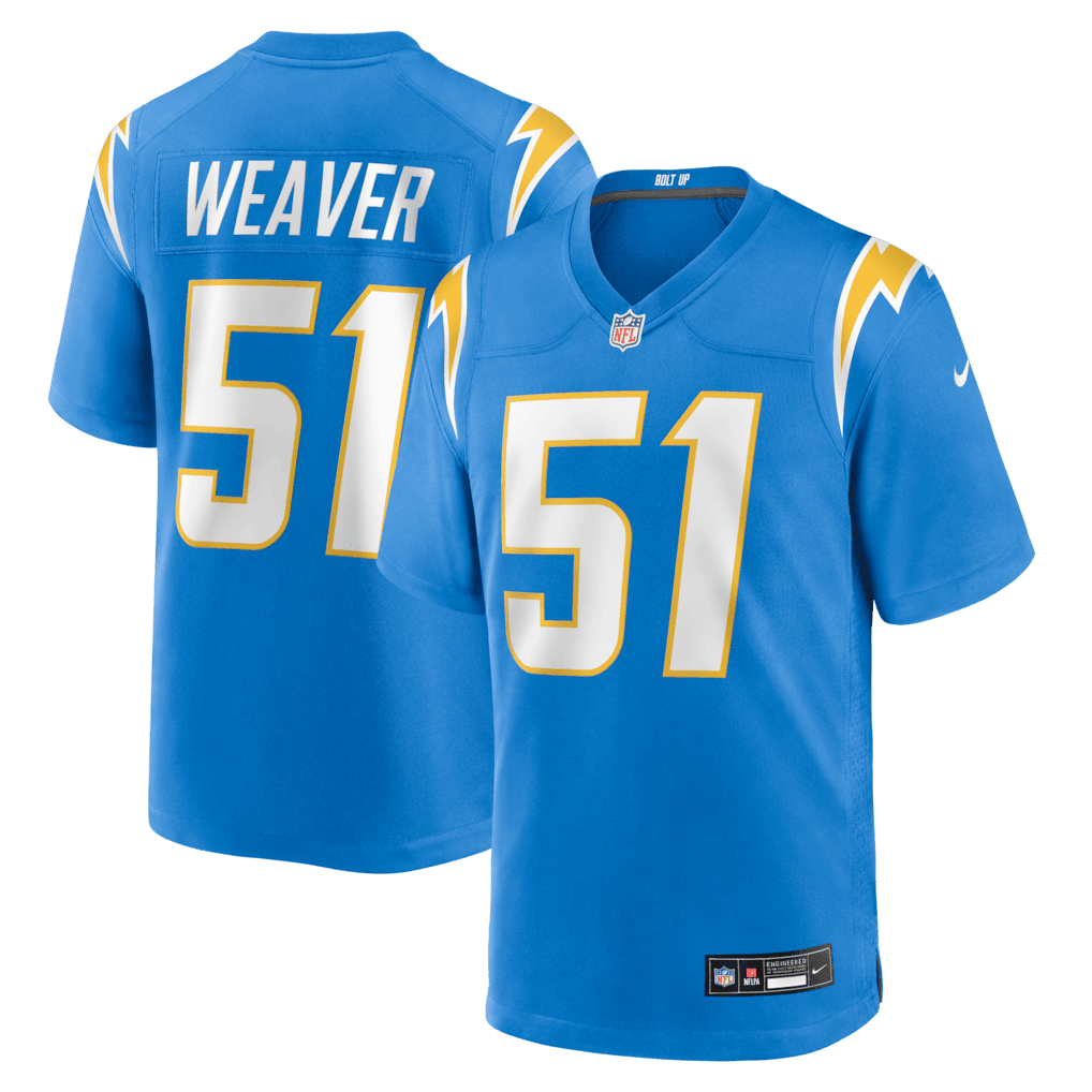 Rashad Weaver 51 Los Angeles Chargers Team Game Men Jersey - Powder Blue