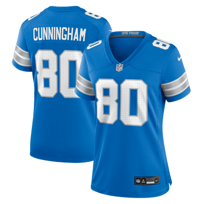 Malik Cunningham 80 Detroit Lions Women's Team Game Jersey - Blue