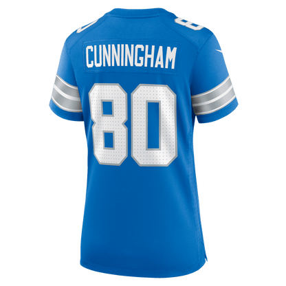 Malik Cunningham 80 Detroit Lions Women's Team Game Jersey - Blue