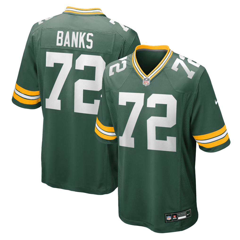 Brant Banks 72 Green Bay Packers Team Game Men Jersey - Green