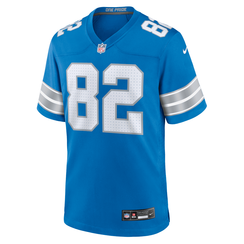 Ross Dwelley 82 Detroit Lions Team Game Men Jersey - Blue