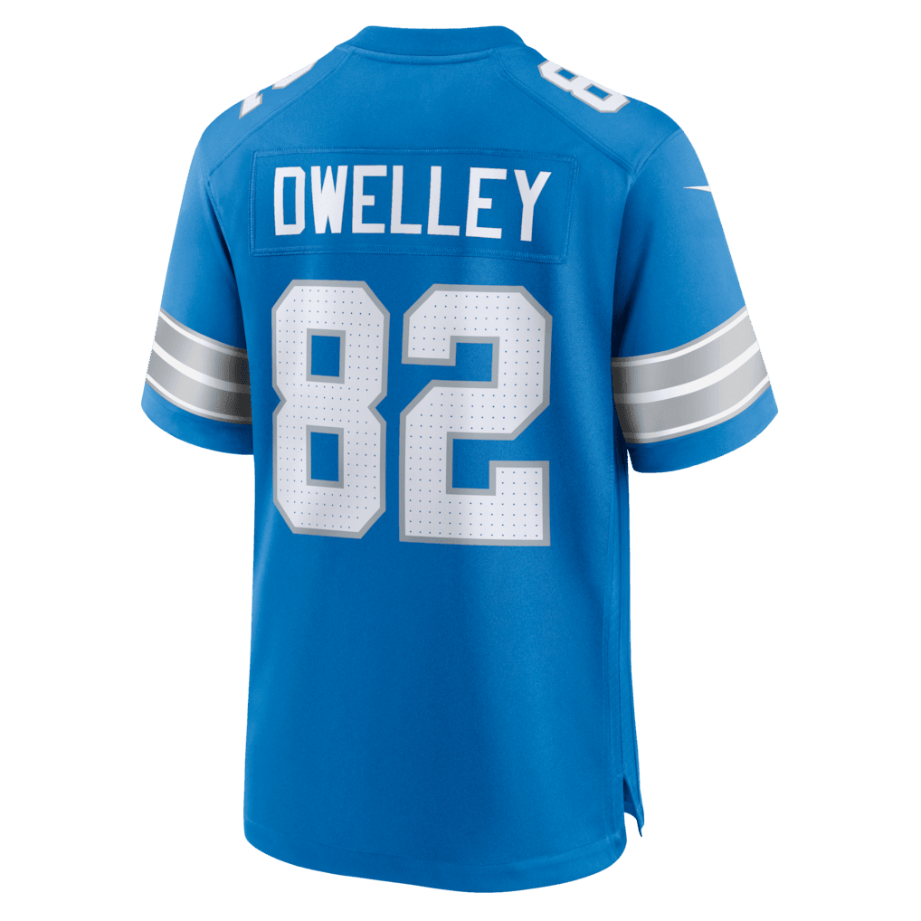 Ross Dwelley 82 Detroit Lions Team Game Men Jersey - Blue