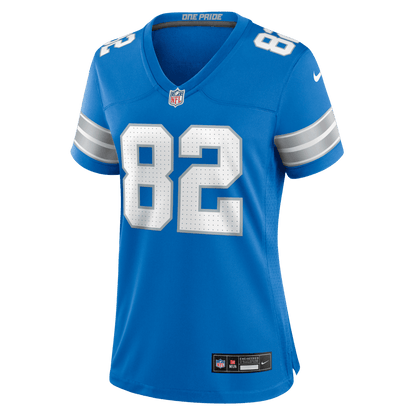 Ross Dwelley 82 Detroit Lions Women's Team Game Jersey - Blue
