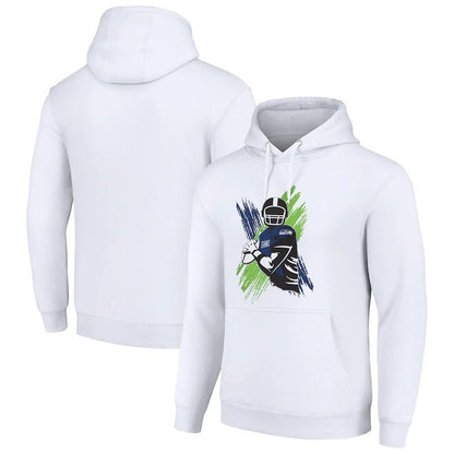 Seattle Seahawks Player Graphic Hoodie – Front Illustrated Print – White