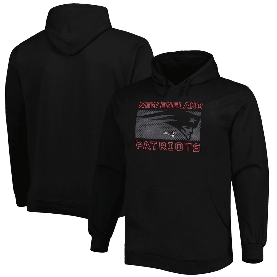 New England Patriots Team Wordmark Mesh Overlay Graphic Hoodie
