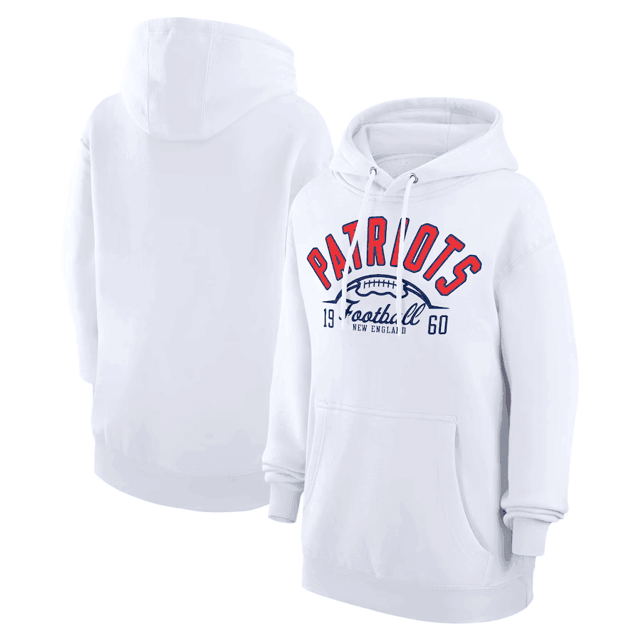 New England Patriots White Hoodie – Est. Year Heritage Football Print