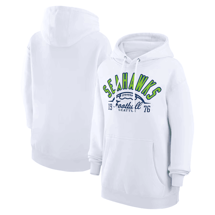 Seattle Seahawks White Hoodie – Est. Year Heritage Football Print