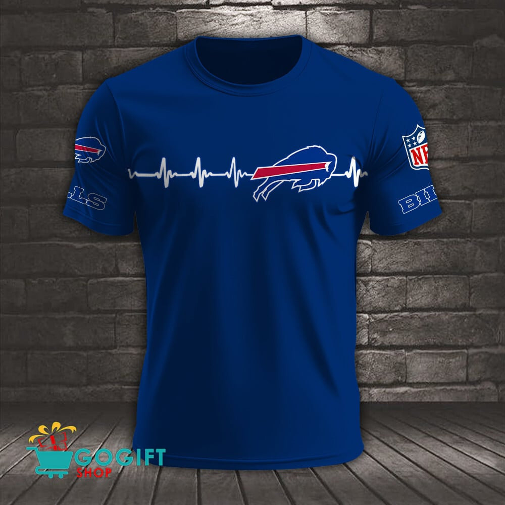 Buffalo Bills Heart Beat Simple Style All Over Printed T-shirt
