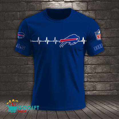 Buffalo Bills Heart Beat Simple Style All Over Printed T-shirt