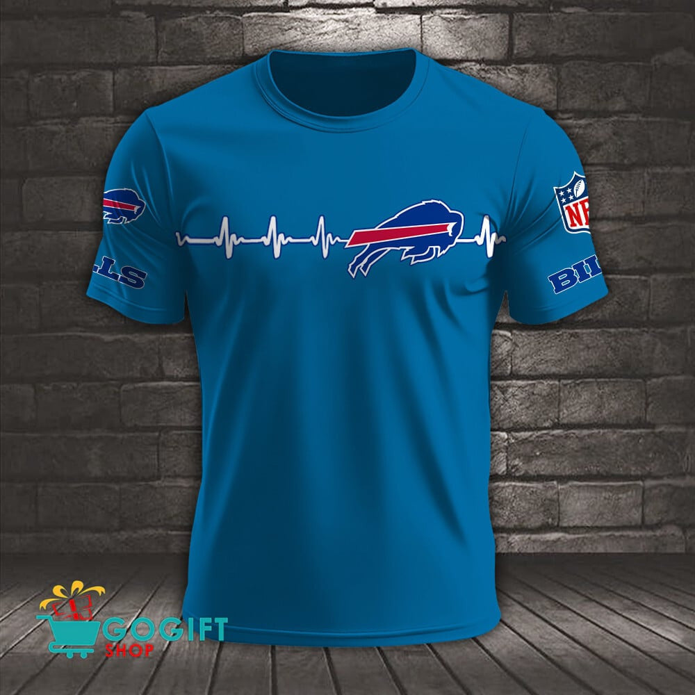 Buffalo Bills Heart Beat Simple Style All Over Printed T-shirt