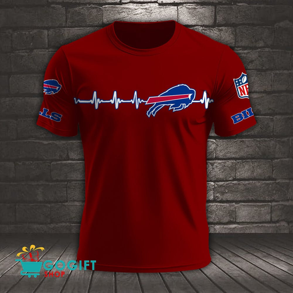 Buffalo Bills Heart Beat Simple Style All Over Printed T-shirt