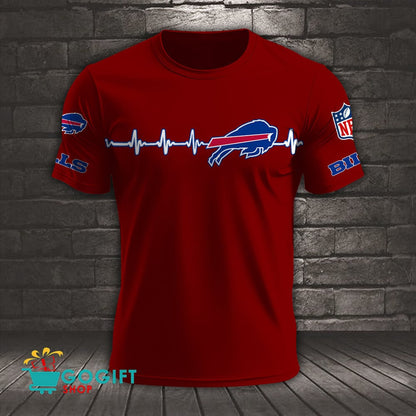 Buffalo Bills Heart Beat Simple Style All Over Printed T-shirt