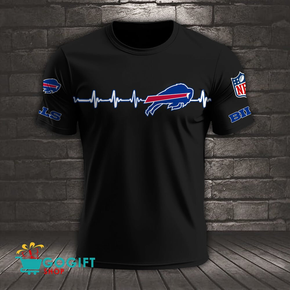 Buffalo Bills Heart Beat Simple Style All Over Printed T-shirt