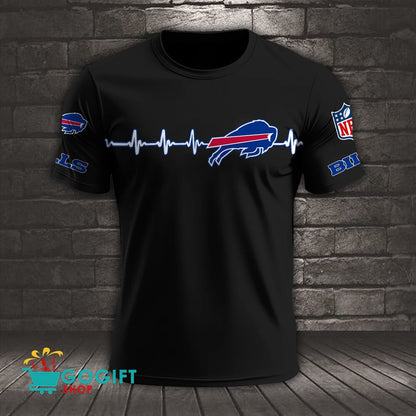 Buffalo Bills Heart Beat Simple Style All Over Printed T-shirt