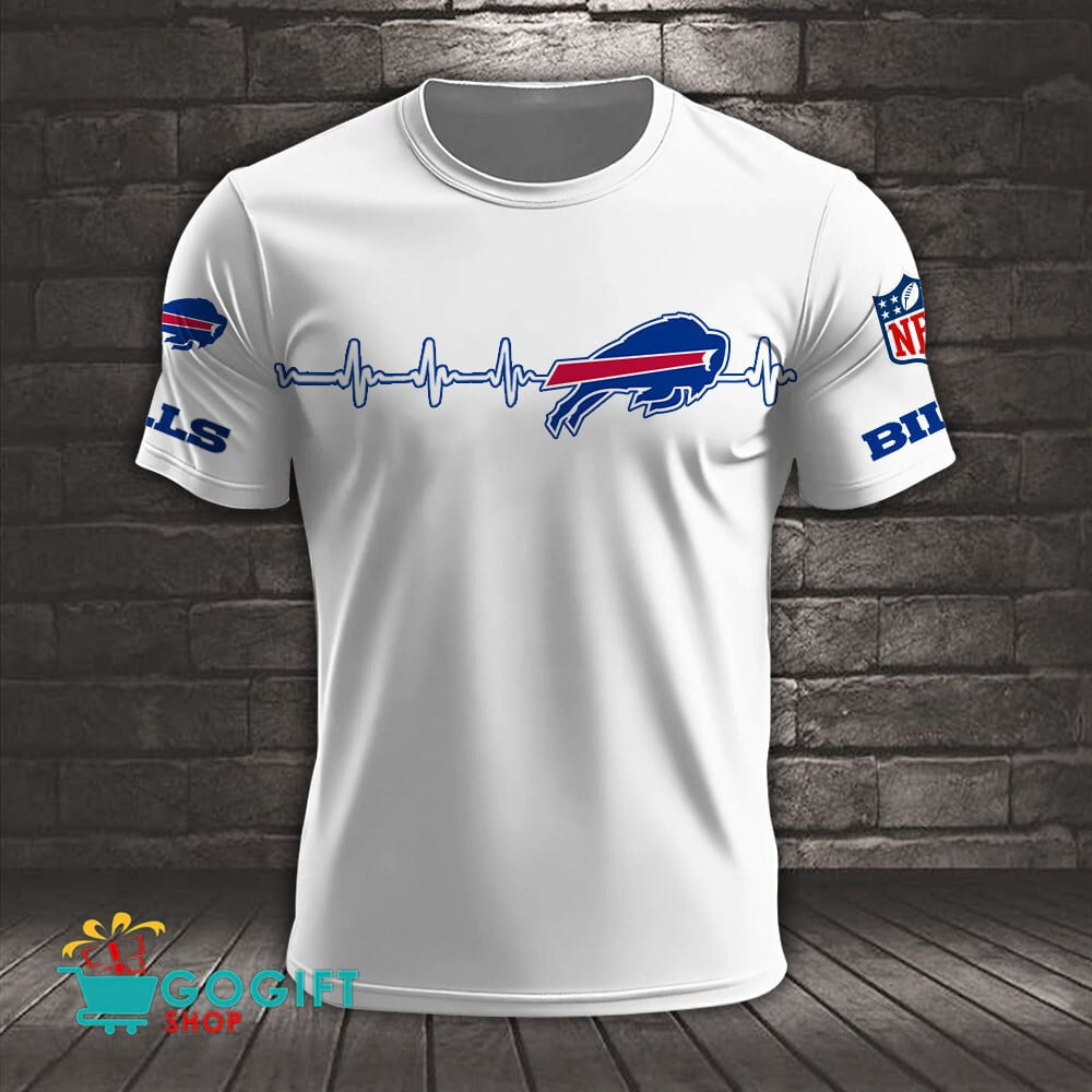 Buffalo Bills Heart Beat Simple Style All Over Printed T-shirt