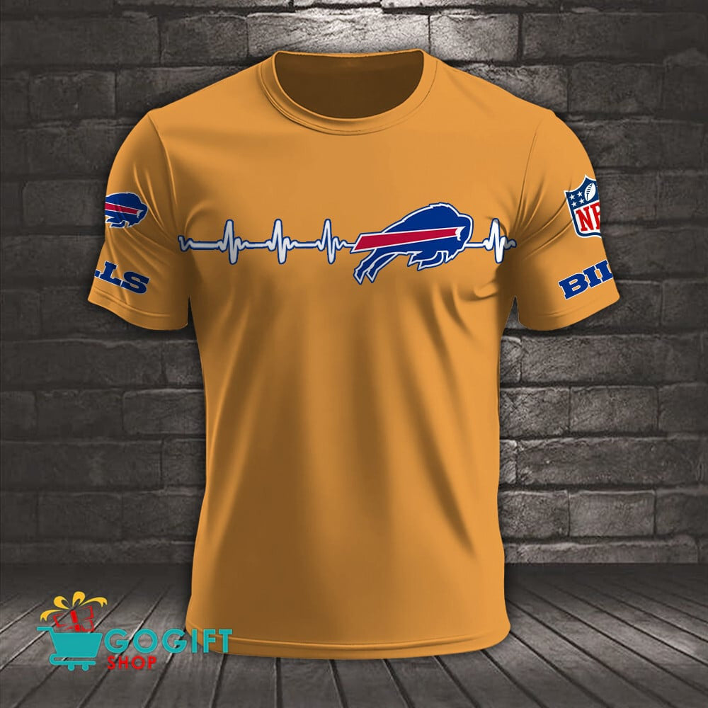Buffalo Bills Heart Beat Simple Style All Over Printed T-shirt