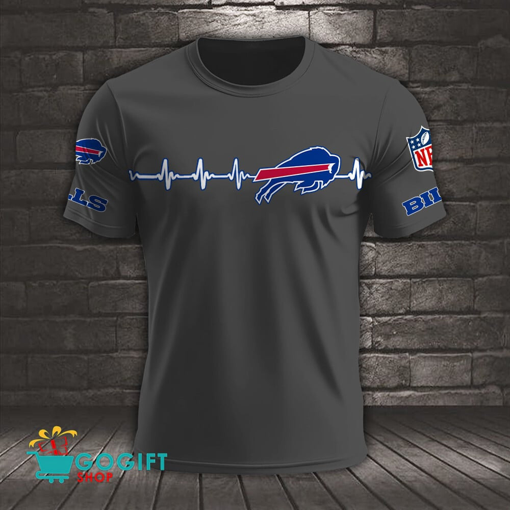 Buffalo Bills Heart Beat Simple Style All Over Printed T-shirt