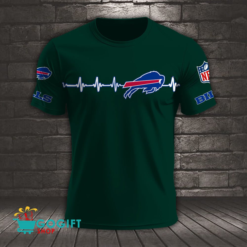 Buffalo Bills Heart Beat Simple Style All Over Printed T-shirt