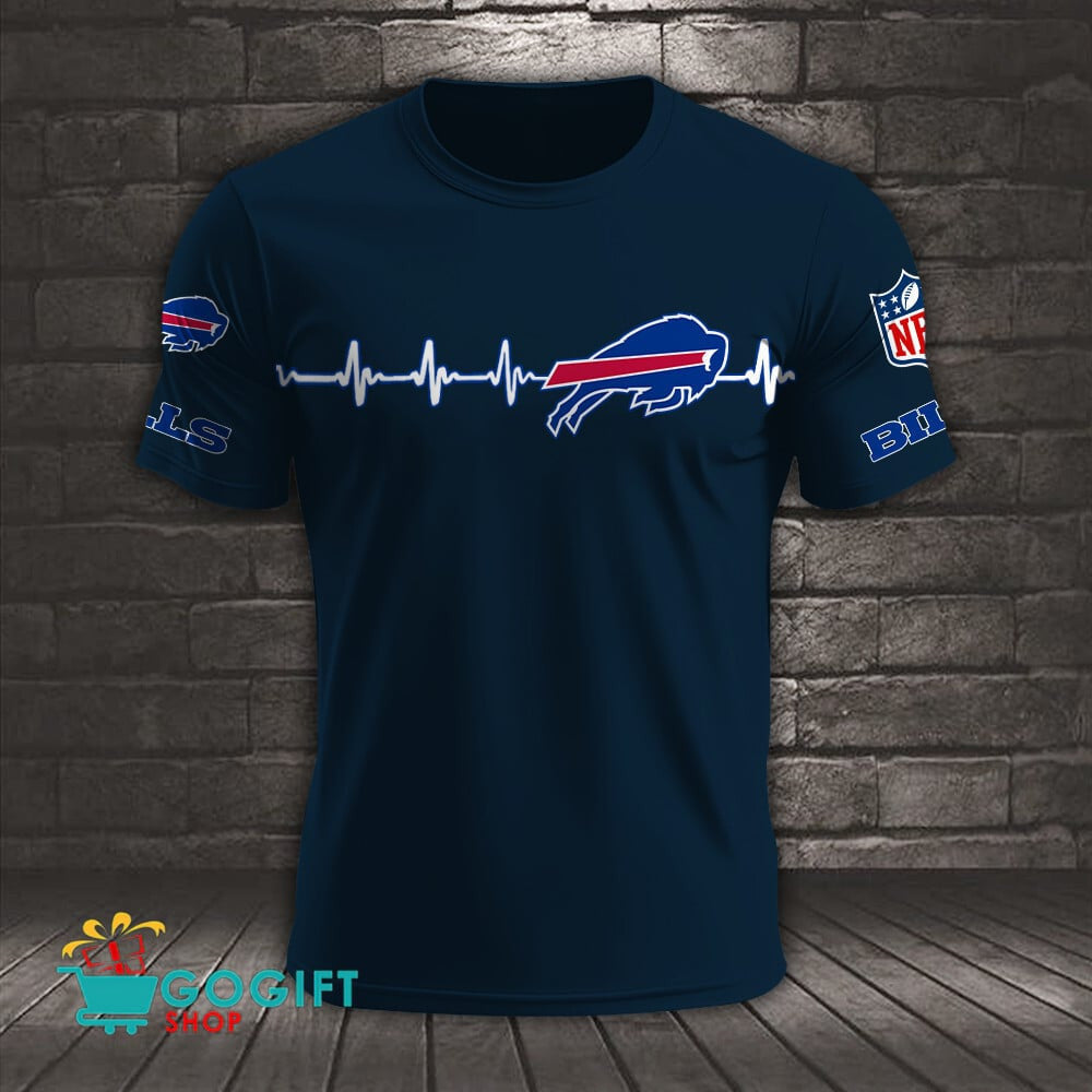 Buffalo Bills Heart Beat Simple Style All Over Printed T-shirt