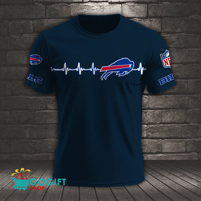 Buffalo Bills Heart Beat Simple Style All Over Printed T-shirt
