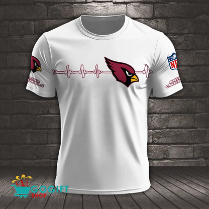 Arizona Cardinals Heart Beat Simple Style All Over Printed T-shirt