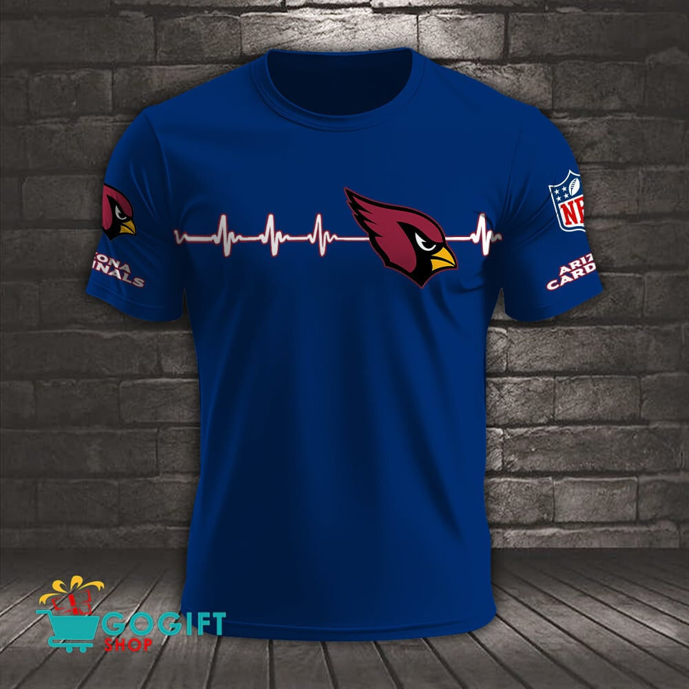 Arizona Cardinals Heart Beat Simple Style All Over Printed T-shirt
