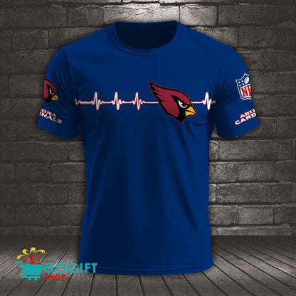 Arizona Cardinals Heart Beat Simple Style All Over Printed T-shirt