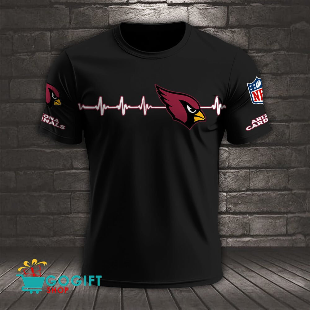 Arizona Cardinals Heart Beat Simple Style All Over Printed T-shirt