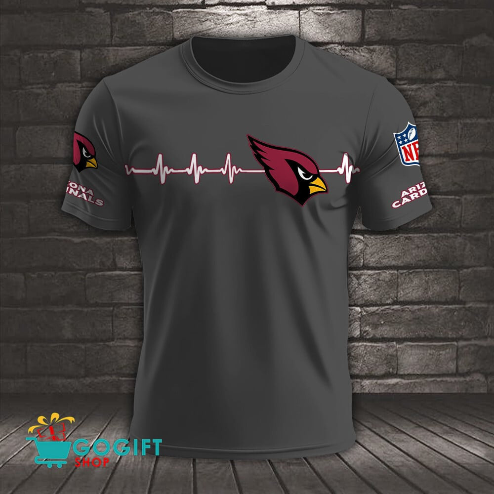 Arizona Cardinals Heart Beat Simple Style All Over Printed T-shirt