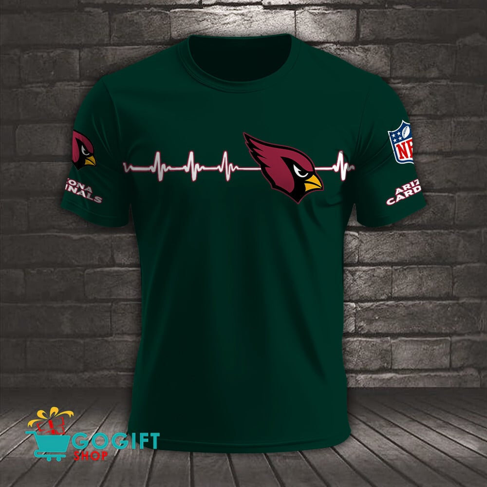 Arizona Cardinals Heart Beat Simple Style All Over Printed T-shirt