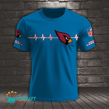 Arizona Cardinals Heart Beat Simple Style All Over Printed T-shirt