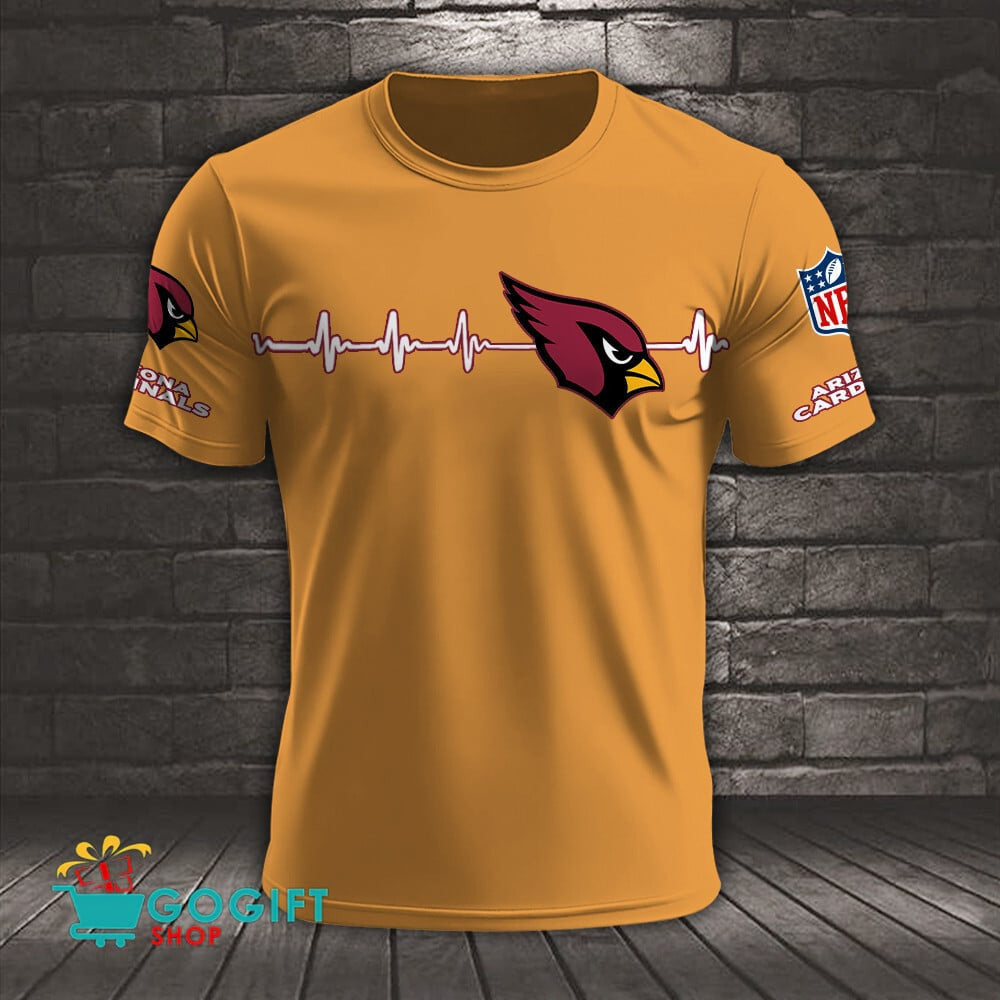 Arizona Cardinals Heart Beat Simple Style All Over Printed T-shirt