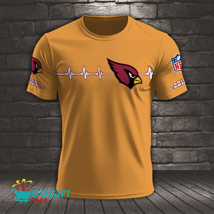Arizona Cardinals Heart Beat Simple Style All Over Printed T-shirt
