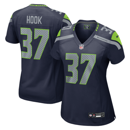 Maxen Hook 37 Seattle Seahawks Women's Team Game Jersey - College Navy