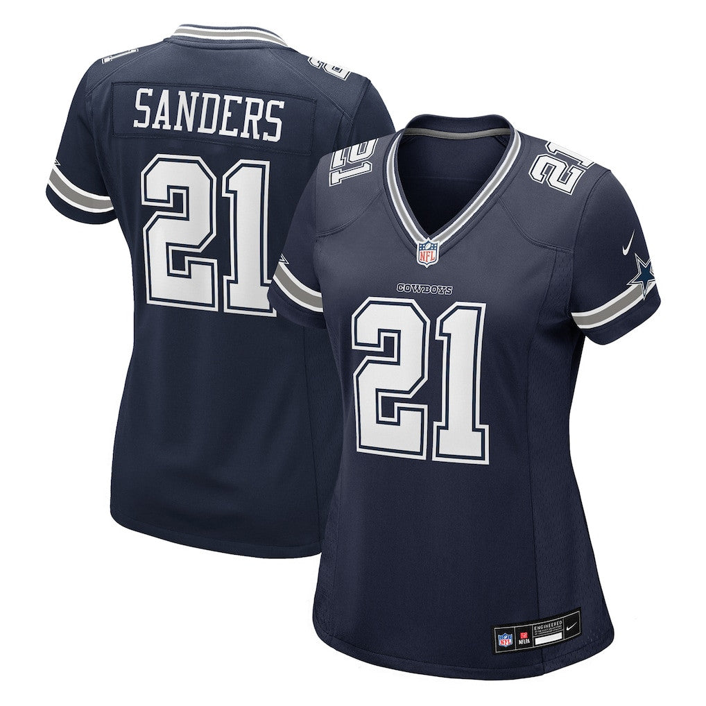 Deion Sanders 21 Dallas Cowboys Women's Team Retired Player Game Jersey - Navy