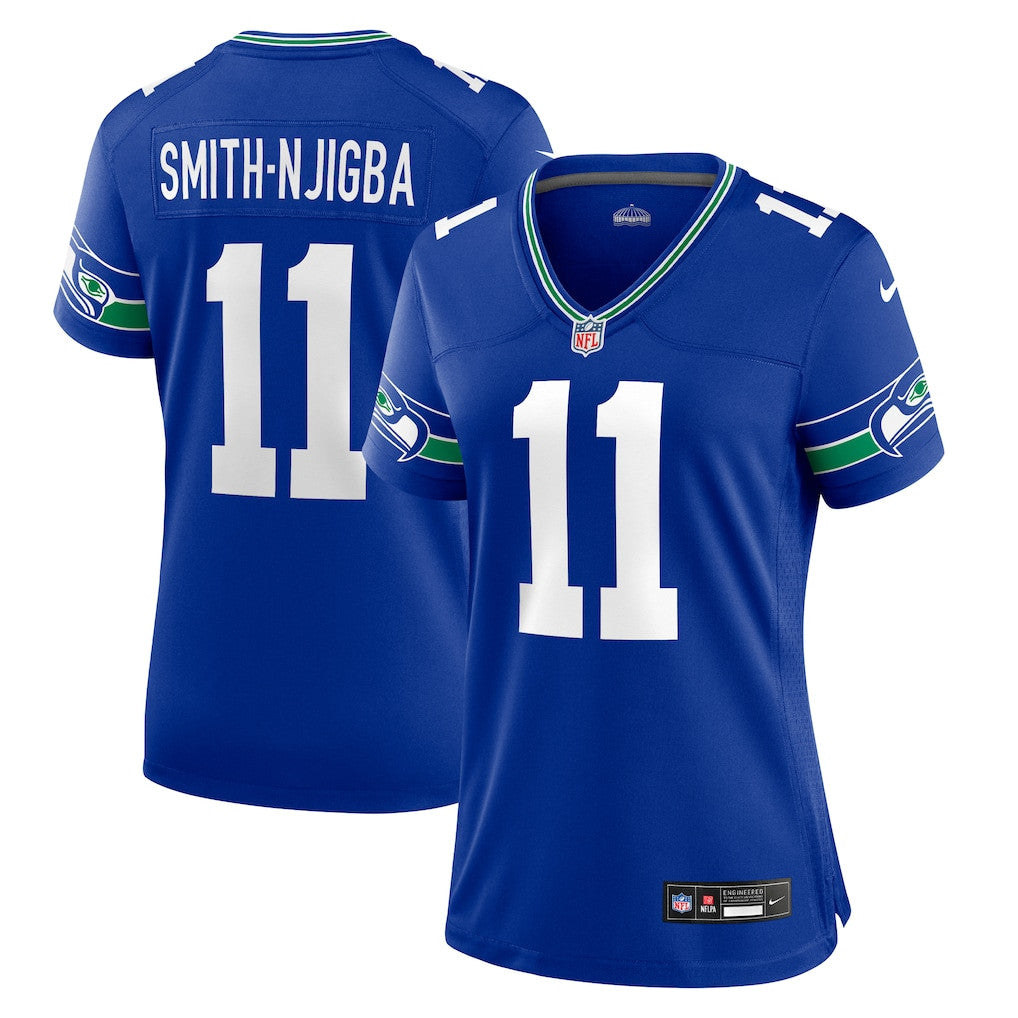 Jaxon Smith-Njigba 11 Seattle Seahawks Women's Throwback Player Game Jersey - Royal