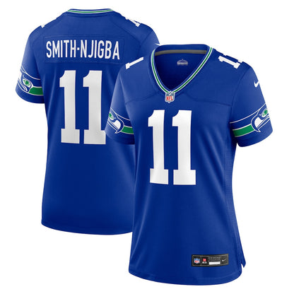 Jaxon Smith-Njigba 11 Seattle Seahawks Women's Throwback Player Game Jersey - Royal