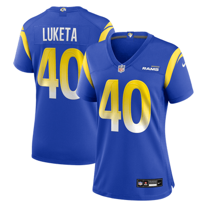 Jesse Luketa 40 Los Angeles Rams Women's Team Game Jersey - Royal