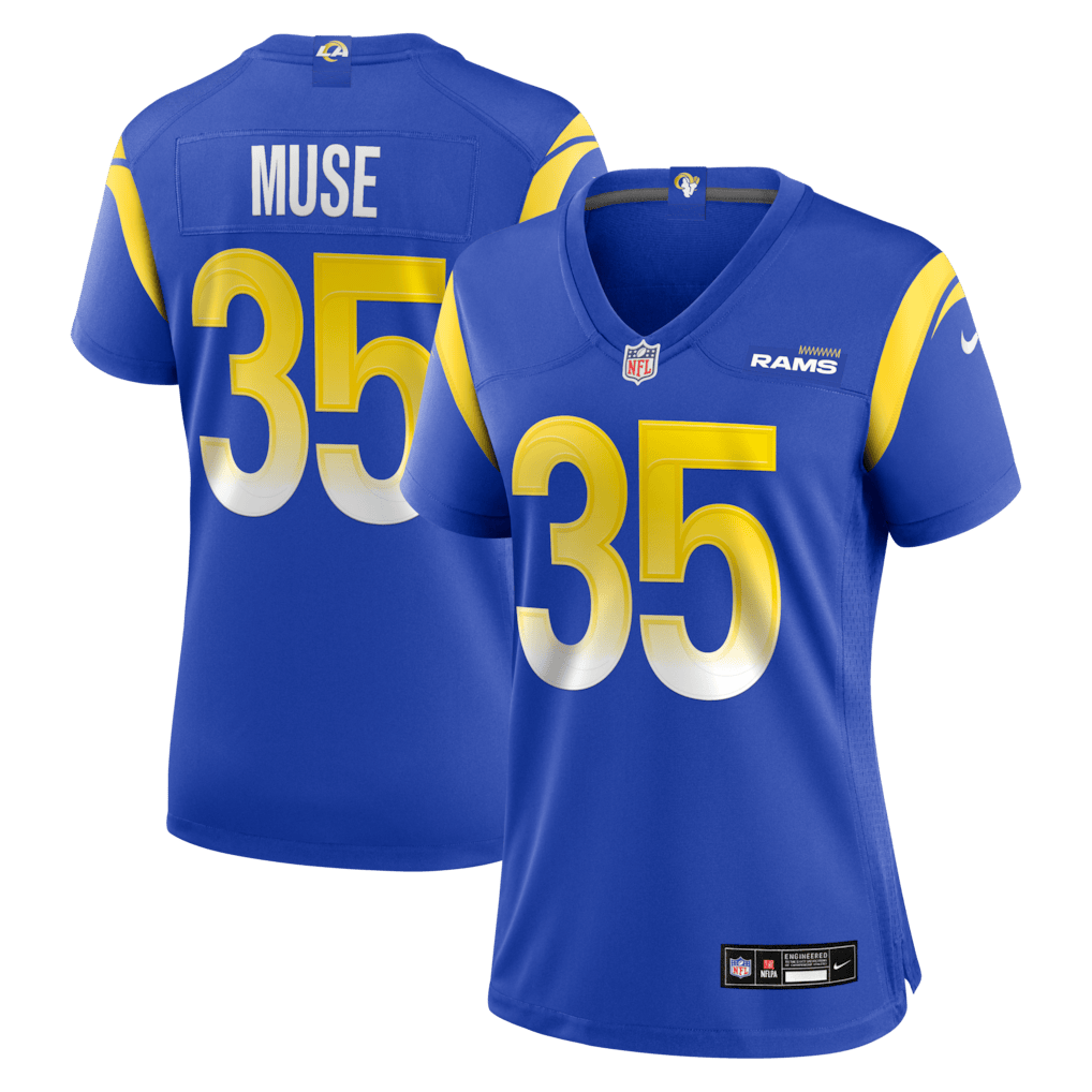 Nick Muse 35 Los Angeles Rams Women's Team Game Jersey - Royal