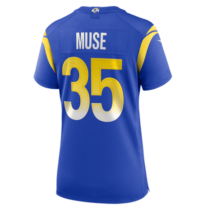 Nick Muse 35 Los Angeles Rams Women's Team Game Jersey - Royal