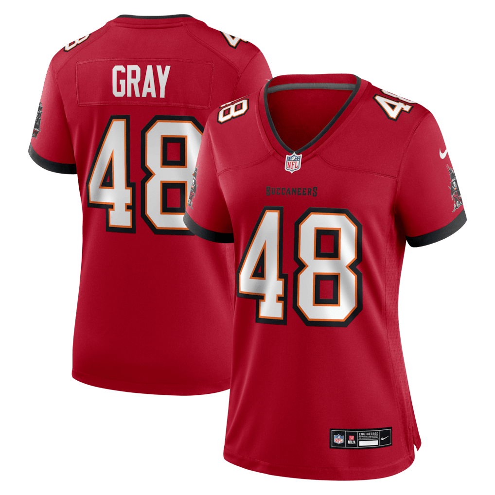JT Gray 48 Tampa Bay Buccaneers Women's Team Game Jersey - Red