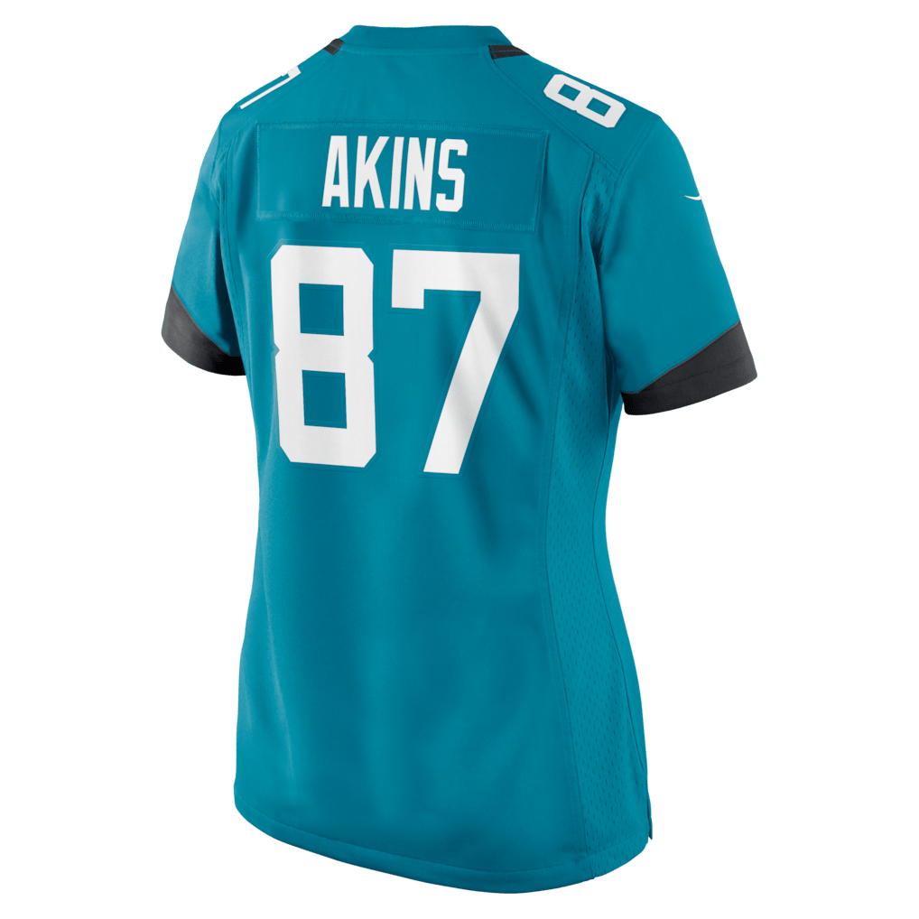 Jordan Akins 87 Jacksonville Jaguars Women's Team Game Jersey - Teal