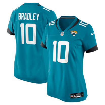 Carter Bradley 10 Jacksonville Jaguars Women's Team Game Jersey - Teal