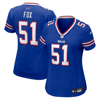 Morgan Fox 51 Buffalo Bills Women's Team Game Jersey - Royal
